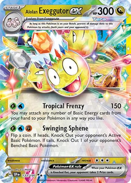 Alolan Exeggutor ex - 133/191 - SV08 Surging Sparks - Holofoil - Near Mint (NM)