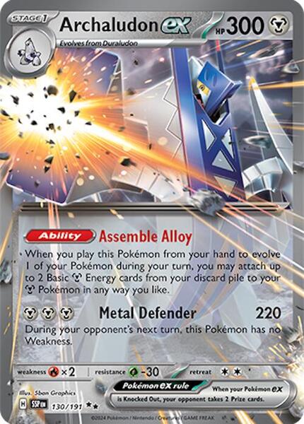 Archaludon ex - 130/191 - SV08 Surging Sparks - Holofoil - Near Mint (NM)