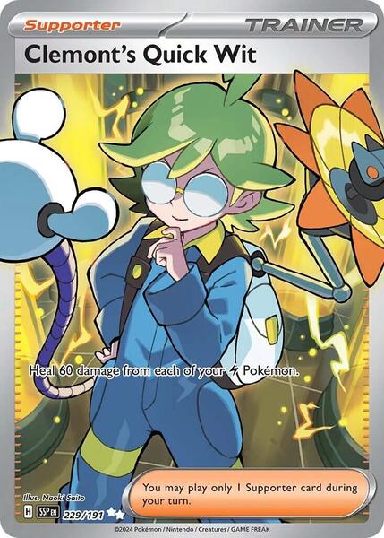 Clemont's Quick Wit - 229/191 - SV08 Surging Sparks - Holofoil - Near Mint (NM)