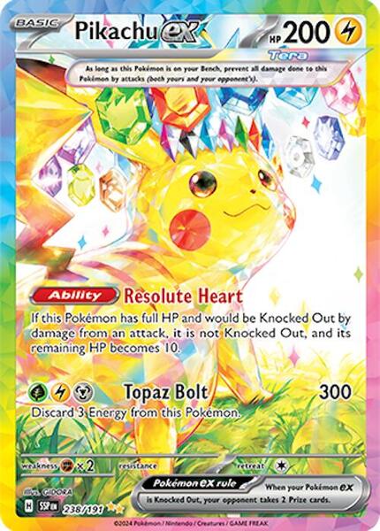 Pikachu ex - 238/191 - SV08 Surging Sparks - Holofoil - Near Mint (NM)