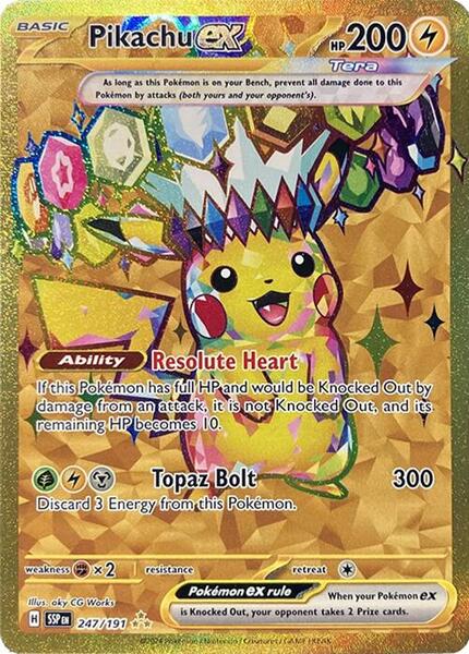 Pikachu ex - 247/191 - SV08 Surging Sparks - Holofoil - Near Mint (NM)
